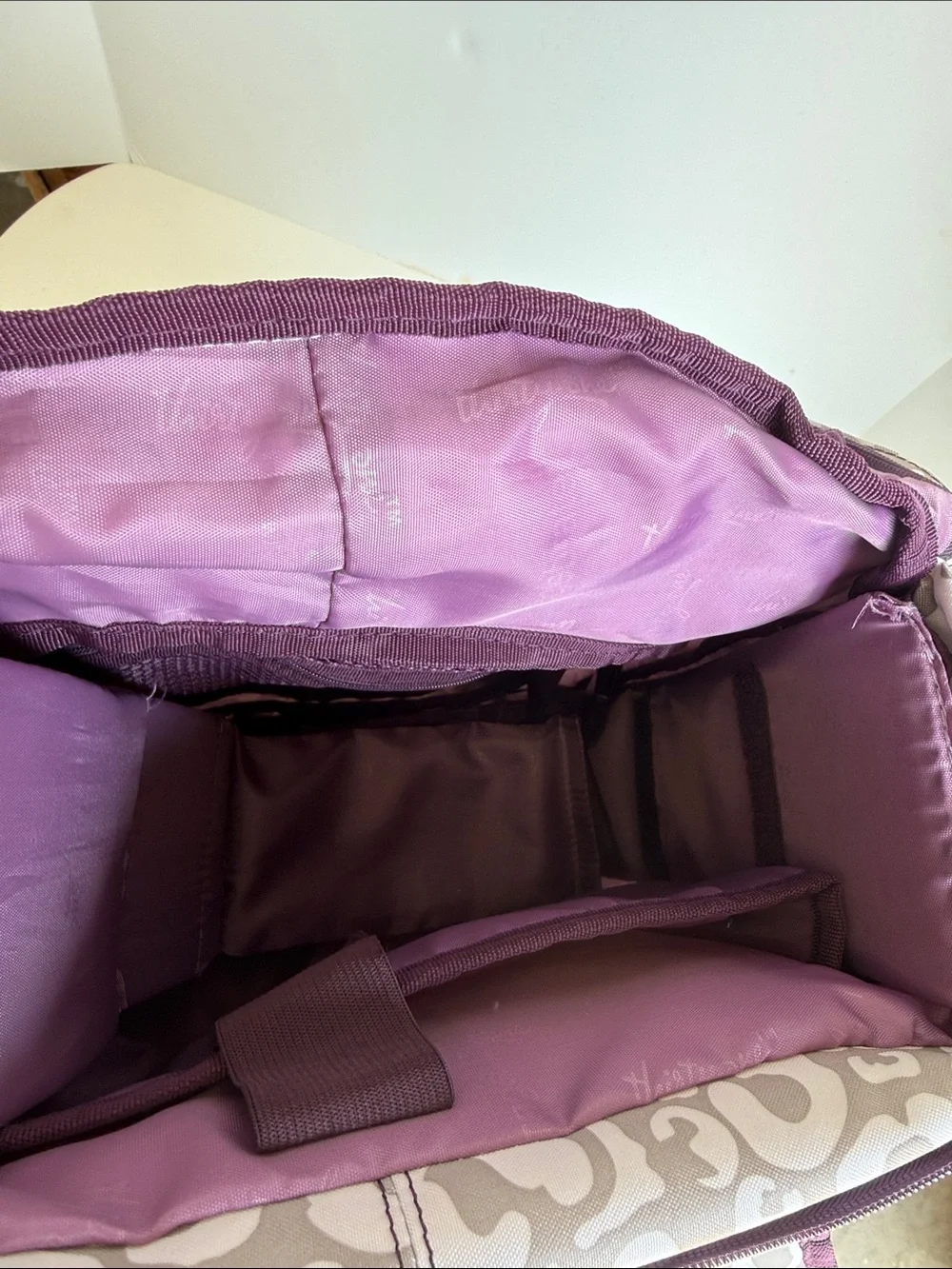 Thirty-one Leopard Print Backpack in Taupe & Purple